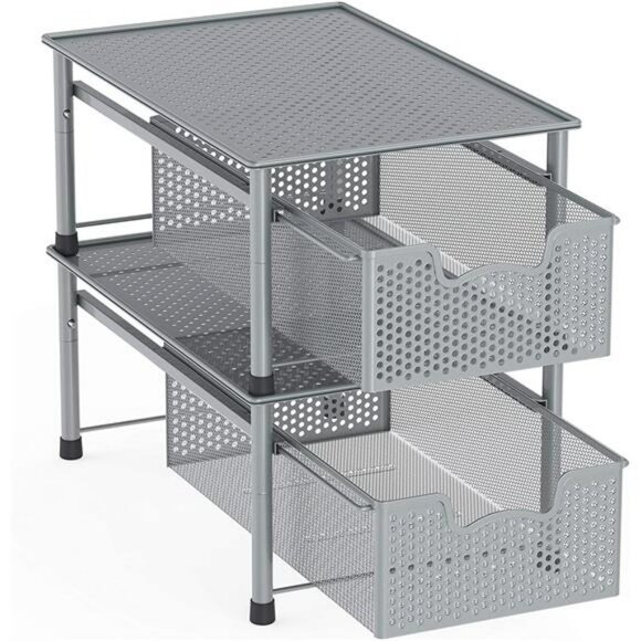 SimpleHouseware Stackable Cabinet Basket Drawer Organizer, Silver - Picture 1 of 7